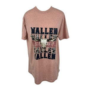 Next Level Apparel Wallen Cow Print Stacked T-Shirt Women L Pink Western Cowgirl